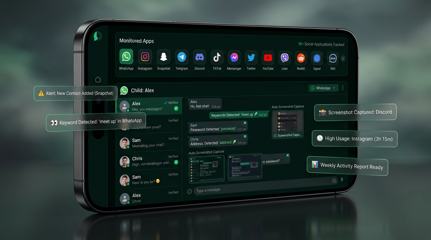 16+ Social App Chat Monitors Interface